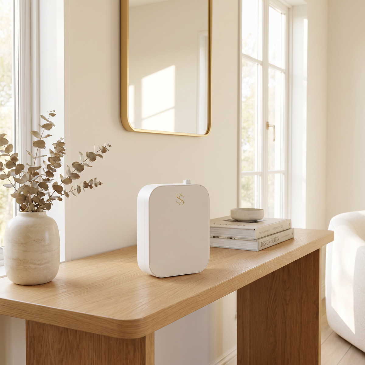 Wall Diffuser freestanding on an entryway console table