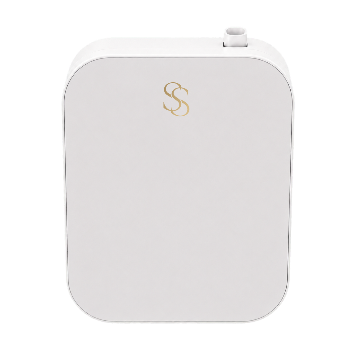 Wall Diffuser in white with gold SS logo, front view